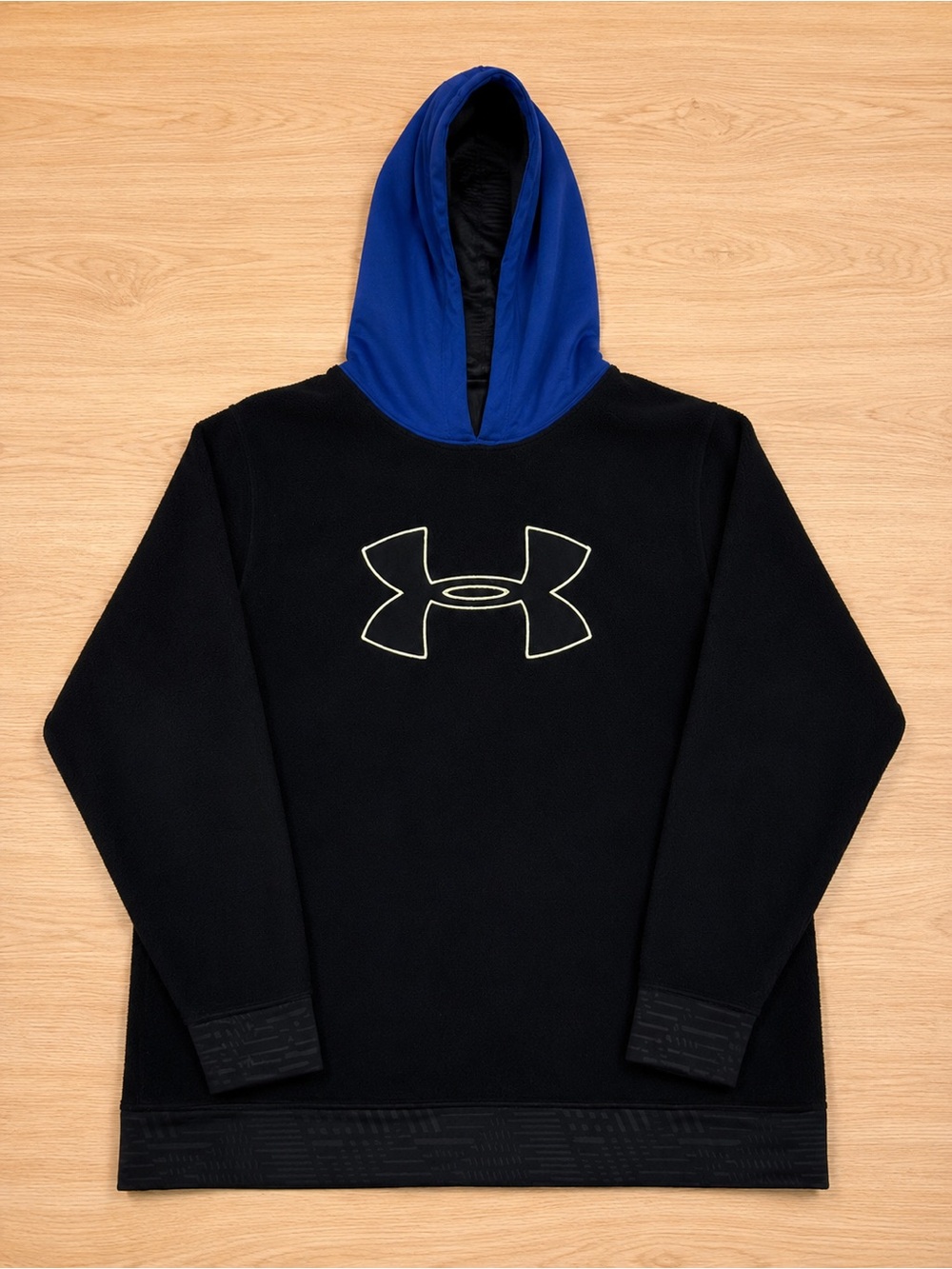 Under Armour Fleece Hoodie Men’s 2XL Black Blue Loose Fit Pullover - Picture 5 of 10